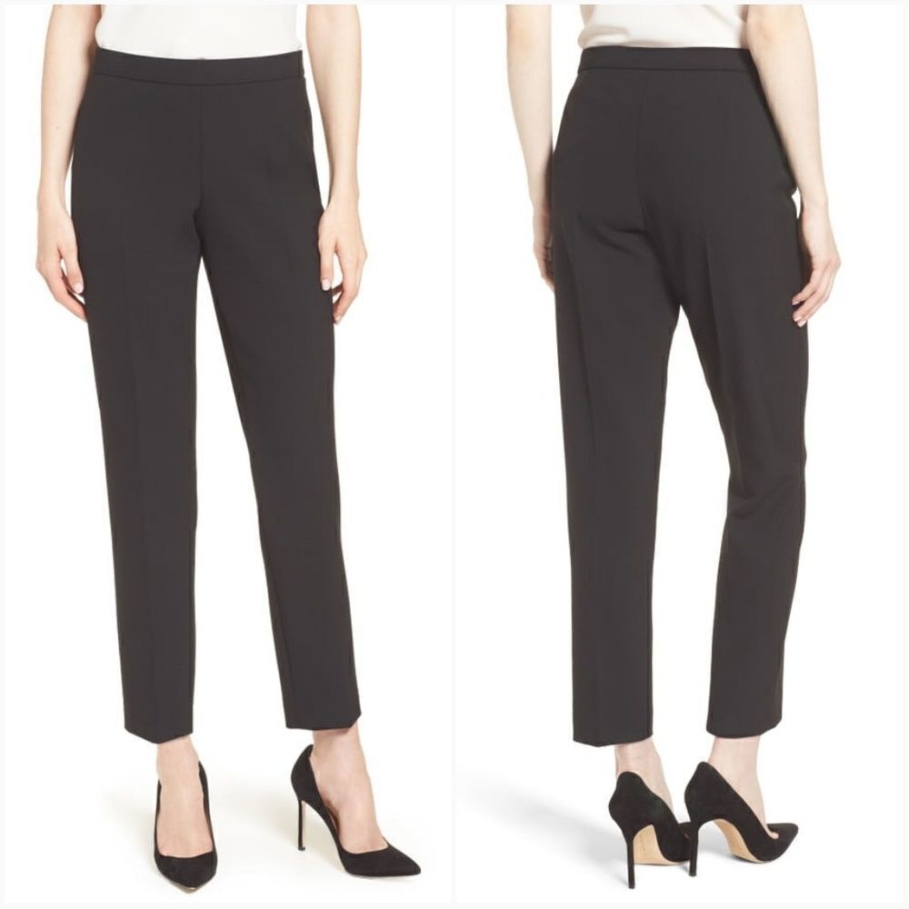 Hugo Boss Tiluna Side Zip Ponte Ankle Pants size 10 in Black.